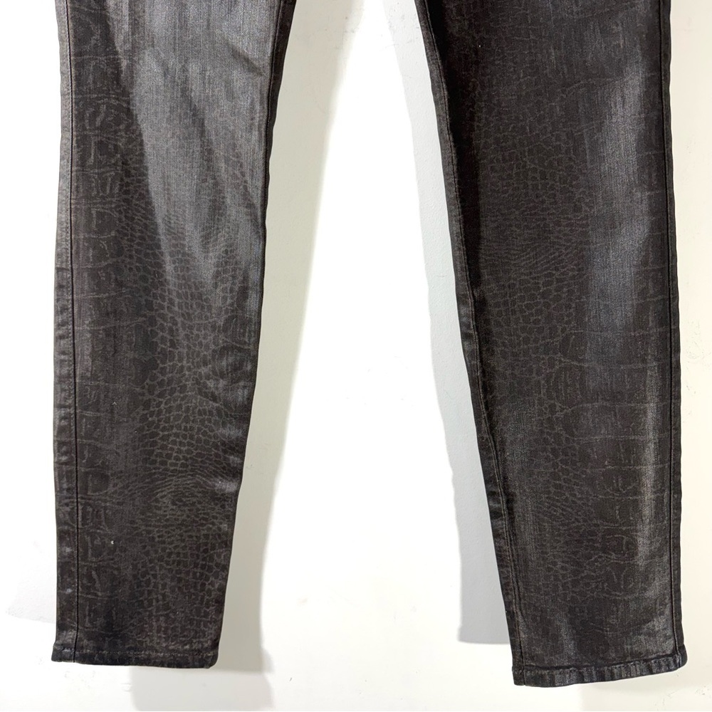 Rich & Skinny jeans brown croc print waxed coated jeans NWT - Picture 5 of 13